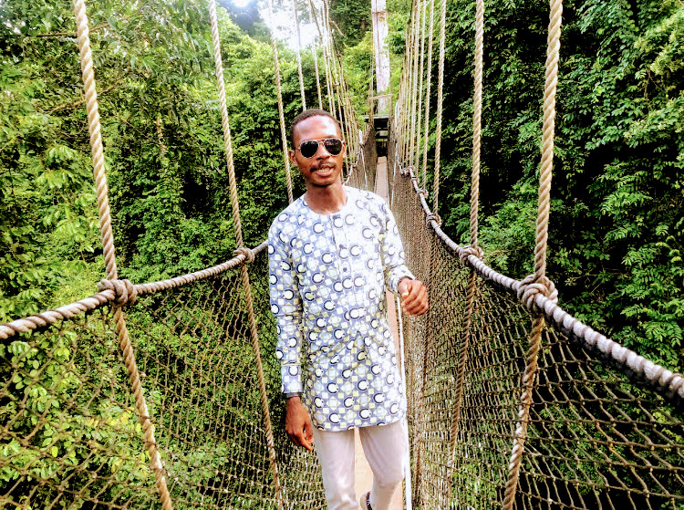 Isaac Asomah during an inspection on the Canopy Walkway during his days as the Manager of Kakum National Park Visitor Centre
